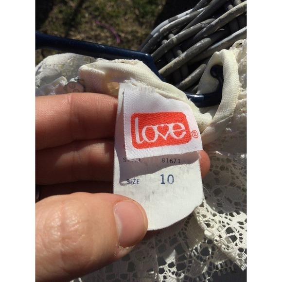 Vintage Love dress girls L 10 white floral pink lace 80s 90s cottagecore lace - Picture 12 of 13